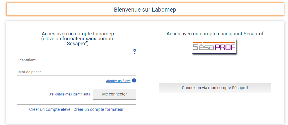 Capture d'écran Labomep direct
