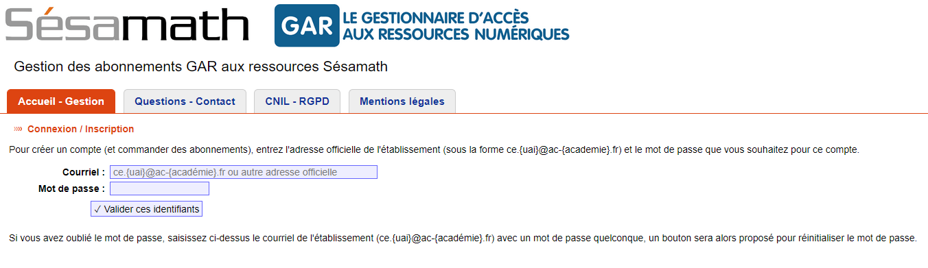 Capture d'écran Labomep GAR