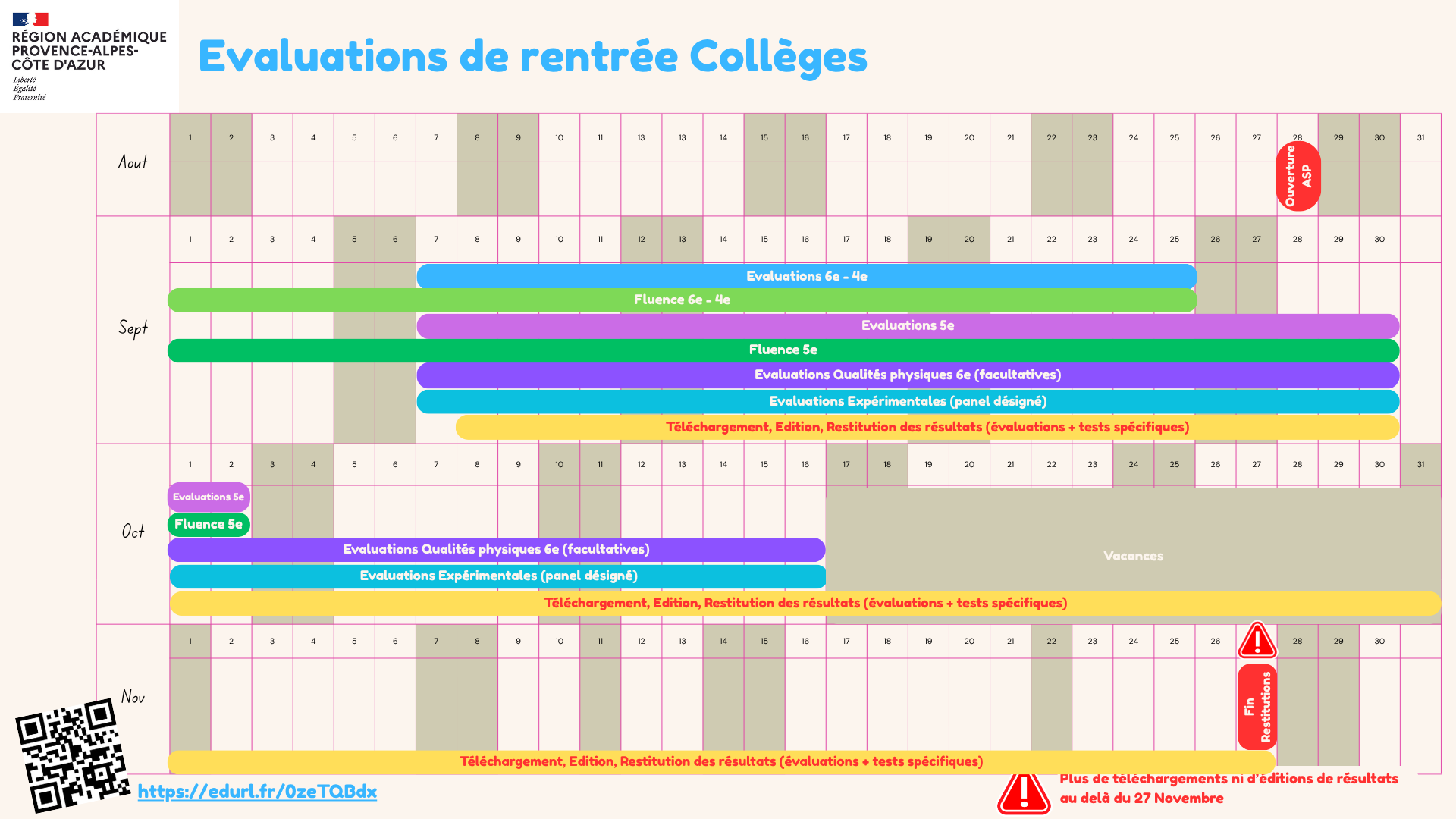 Calendrier Collège