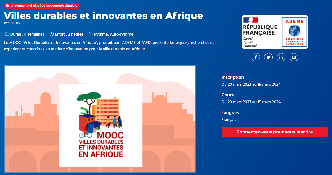 MOOC Villes durables et innovantes en Afrique