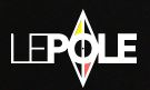 Logo du Pole Armand Gatti. hexagone avec 4 couleurs sur fond noir en trame de fonds. le Pôle est écrit en blanc