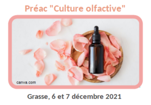 visuel preac culture olfative. Un flacon de fragance dans des pétales de roses