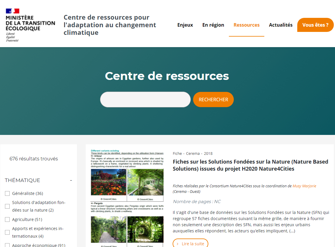 Centre de ressources pour l'adaptation au changement climatique