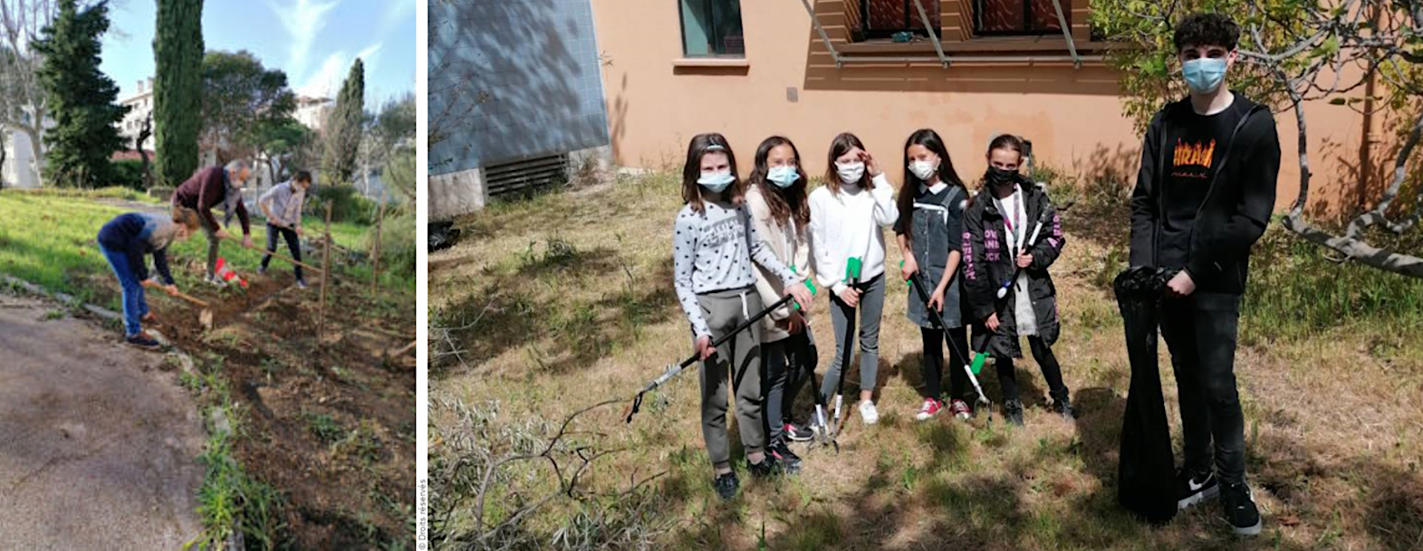 Les élèves du collège Maurice-Ravel de Toulon sur le jardin du collège