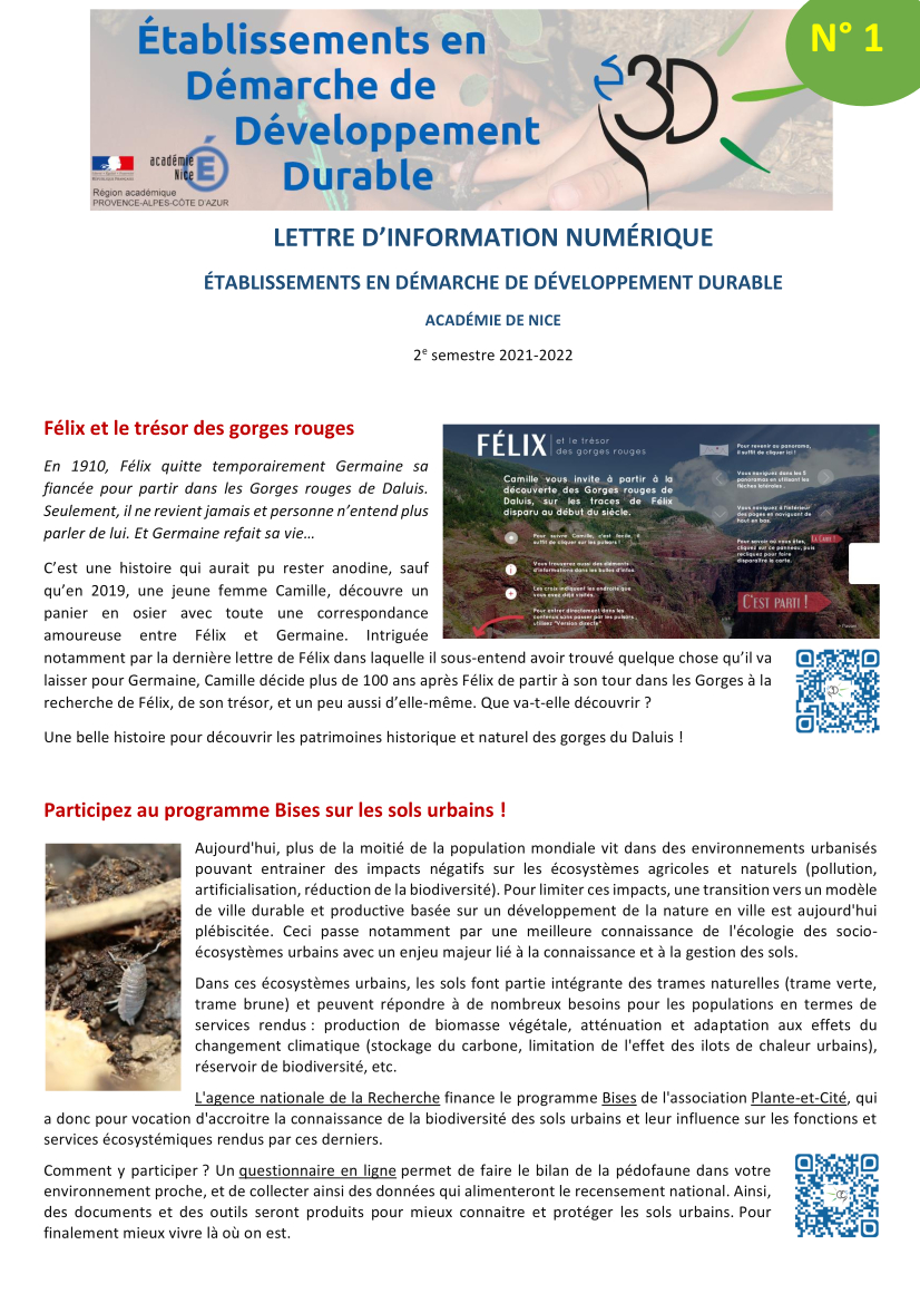 Lettre d'information numérique EDD n°1