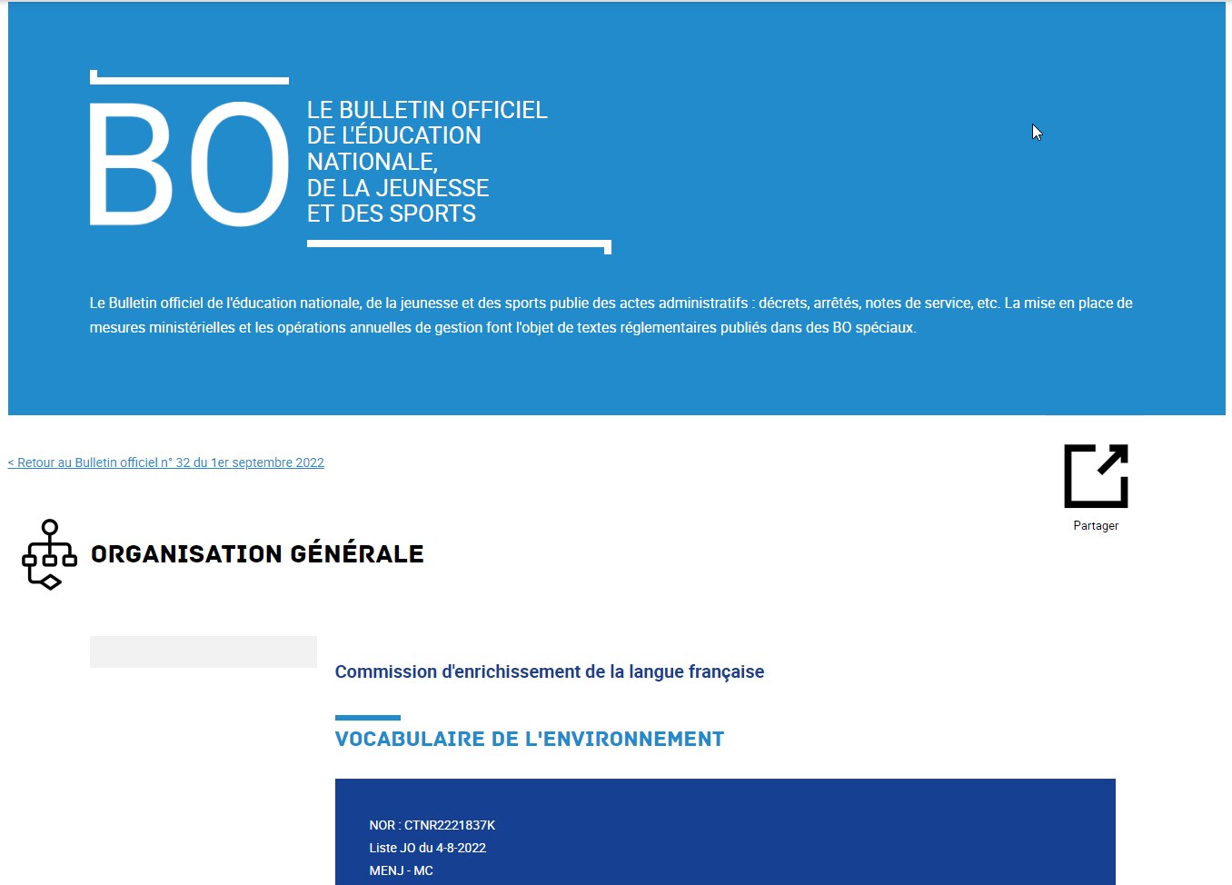 Commission d'enrichissement de la langue française - Vocabulaire de l'environnement