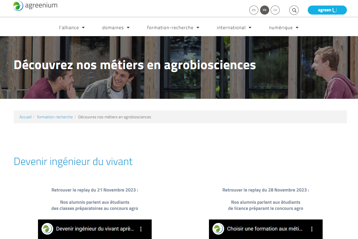 Agreenium - Plateforme d'information sur les métiers en agrobiosciences