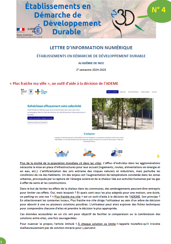 Lettre d'information numérique EDD de l'académie de Nice - n°4