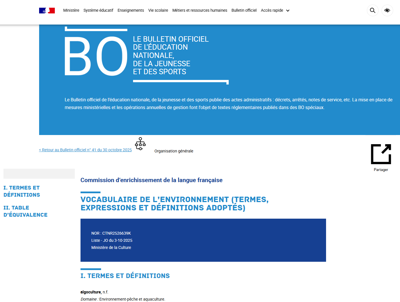 Commission d'enrichissement de la langue française - Vocabulaire de l'environnement