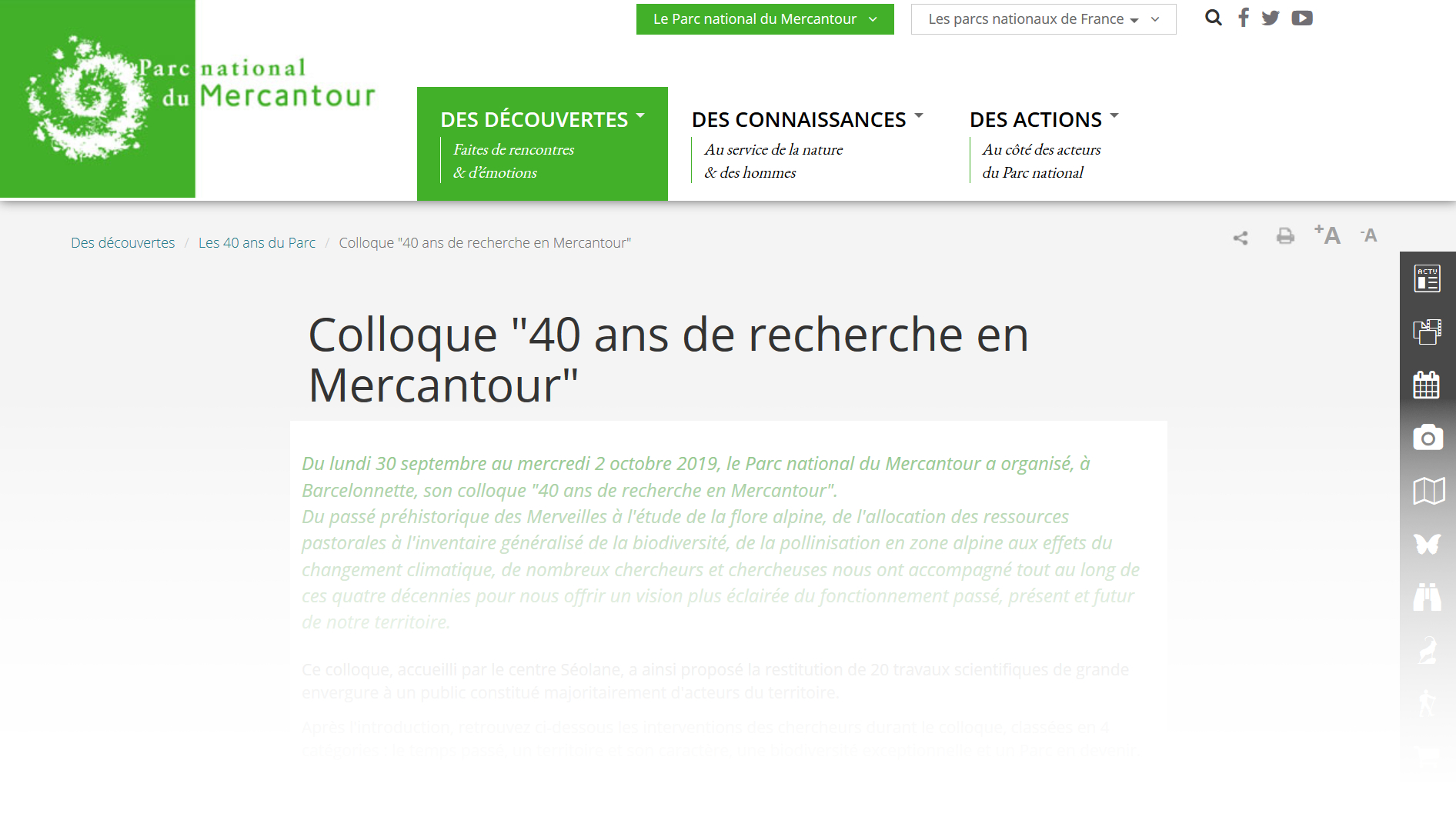 Colloque « 40 ans de recherche dans le Mercantour »