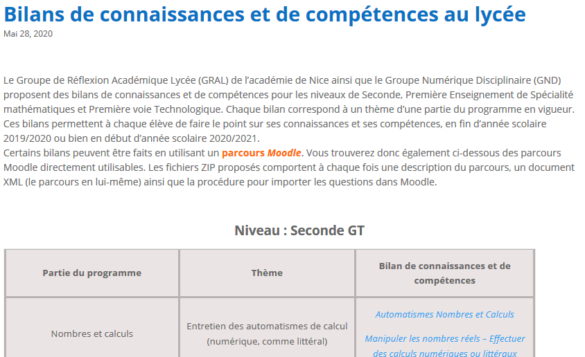 S’auto-évaluer en mathématiques au lycée et préparer la rentrée