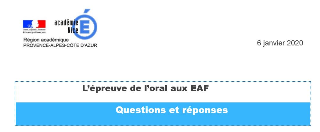 ORAL EAF : FAQ et maquettes de descriptif