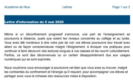 Lettre d’information Lettres mai 2020