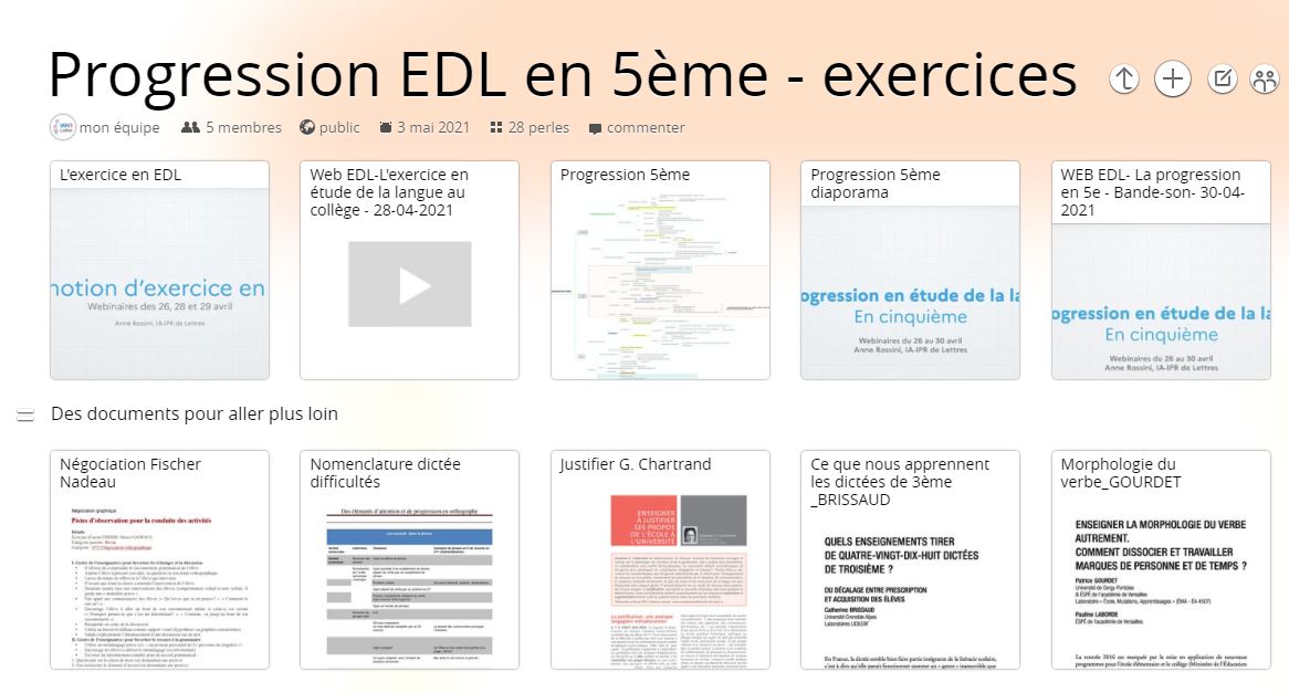 Progression étude de la langue en 5e