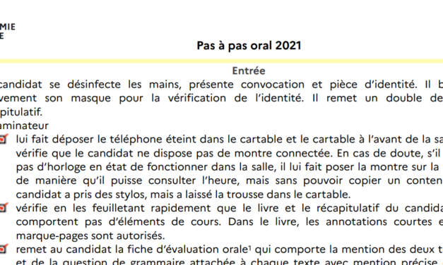 Pas à pas oral 2021