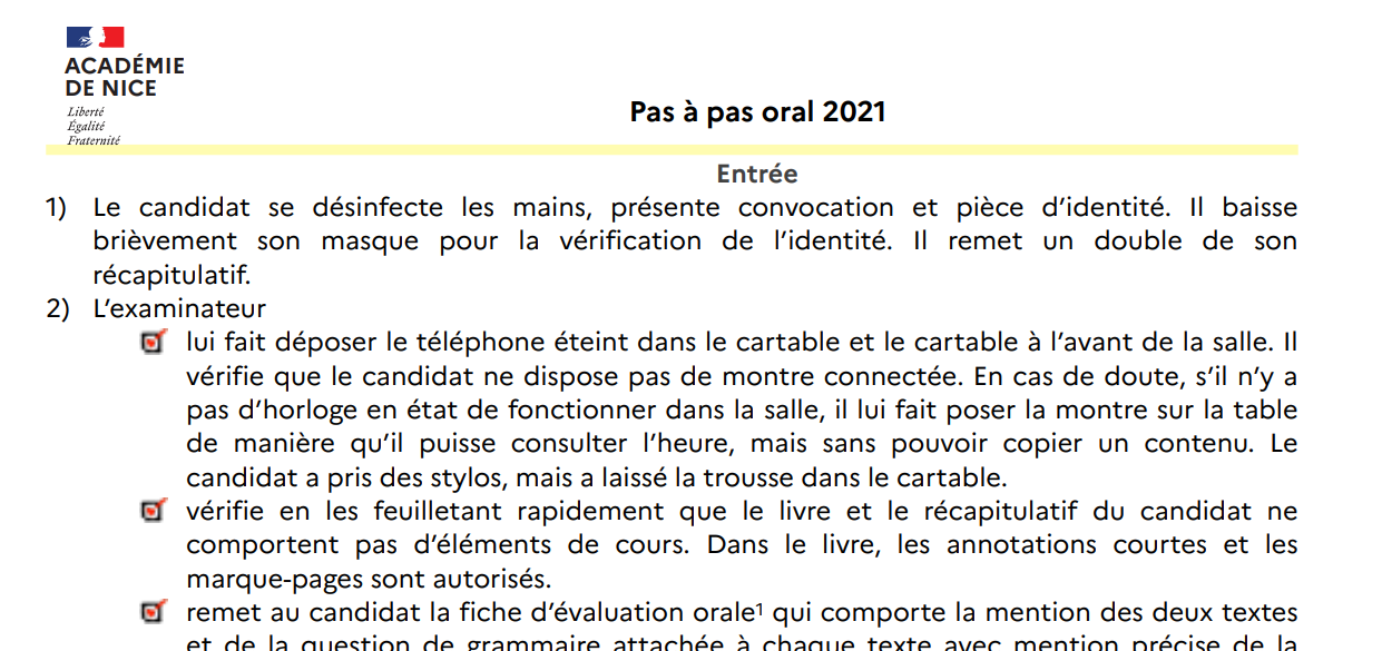 Pas à pas oral 2021