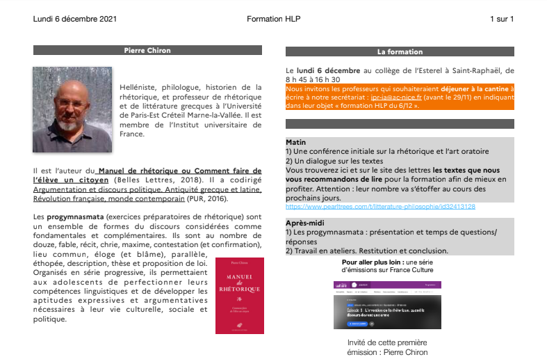 Formation en humanités, littérature et philosophie