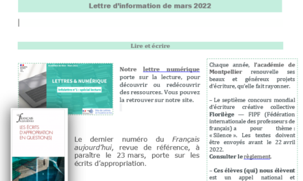 Lettre d’information de mars 2022