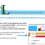 Lettre d’information Lettres – septembre 2022