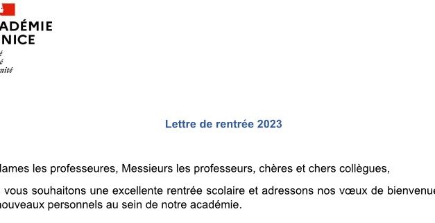 Lettre de rentrée de l’inspection de lettres – septembre 2023