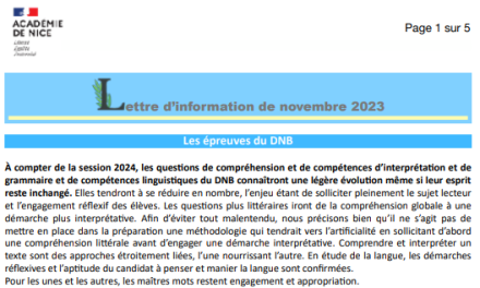 Lettre d’information- novembre 2023