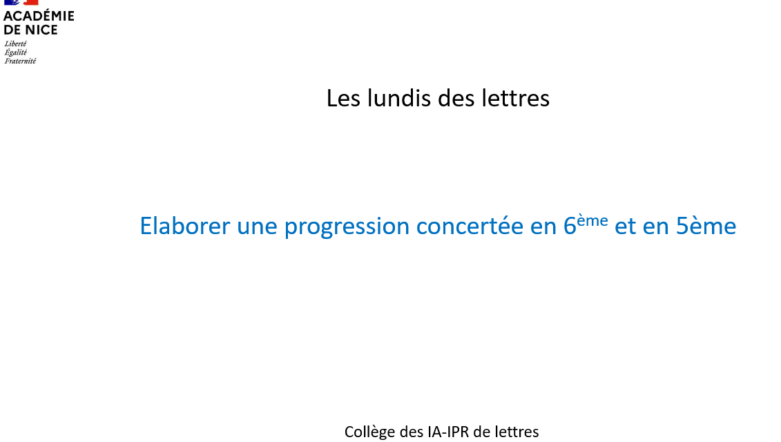 Elaborer une progression concertée en 6ème et en 5ème