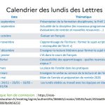 Calendrier des lundis des lettres