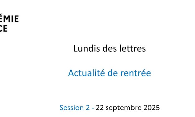 Lundis des lettres – 2- 22/09/25 Actualités de la discipline