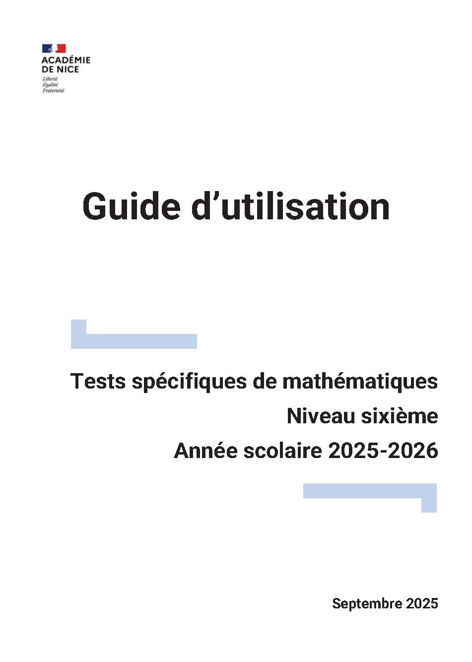 Guide d'utilisation des tests spécifiques collège 6ème_garde