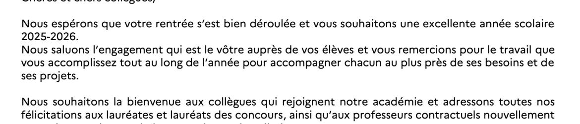 Lettre rentrée 2025